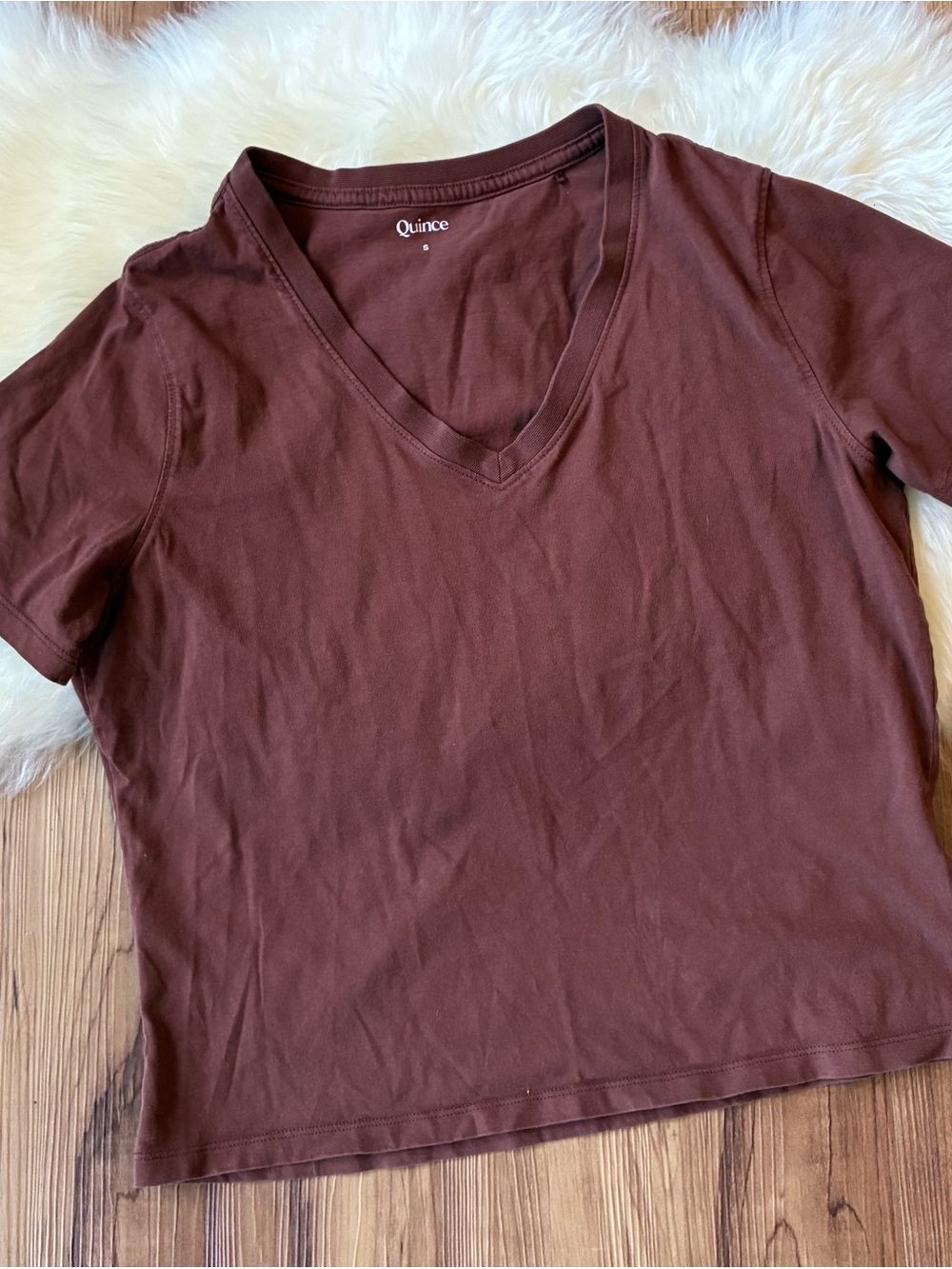 Quince Mahogany Brown Short Sleeve Shirt • Size S